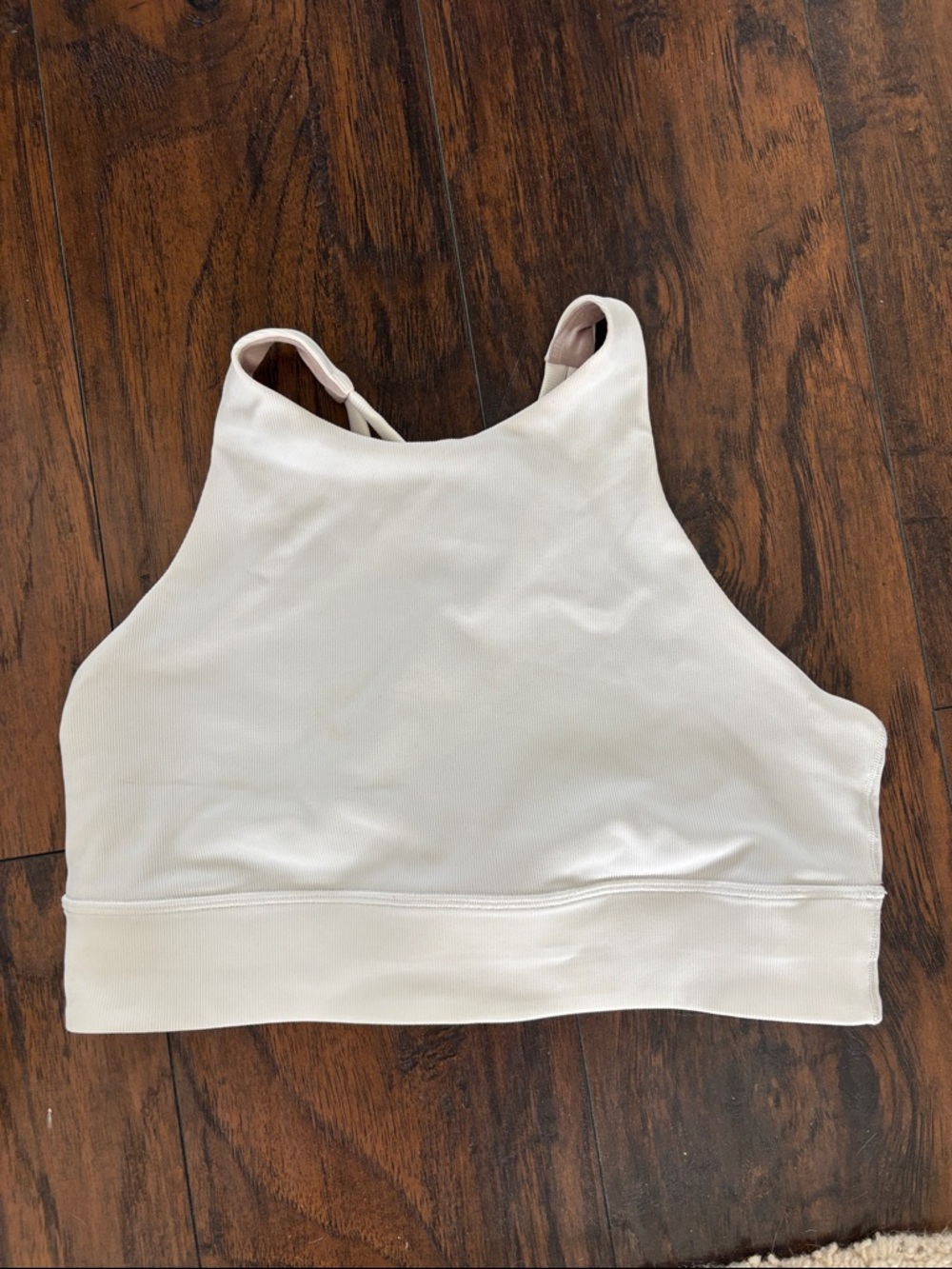 Lululemon High Neck White Crop Sports Bra